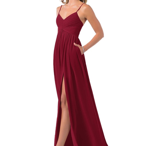 Burgundy Alia bridesmaid dress from Azazie, size A2 - Picture 1 of 9